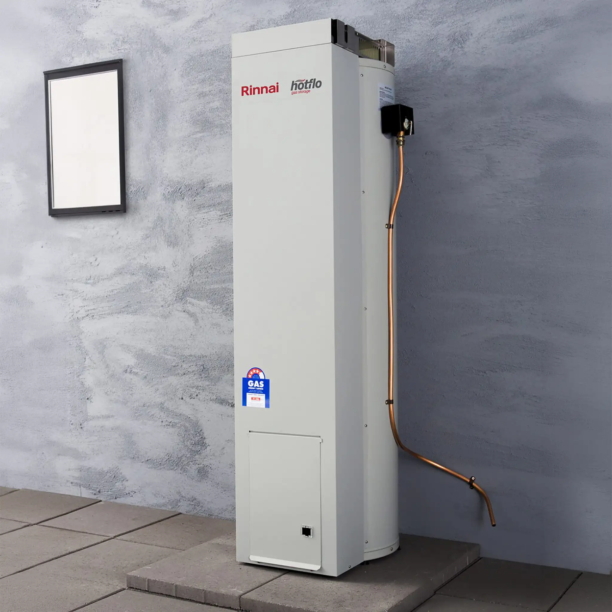This is an image of a Rinnai Gas Storage Hot Water System installed by Coop Group on the Coop Group website who service Bayswater, Dandenong, Croydon, Melbourne