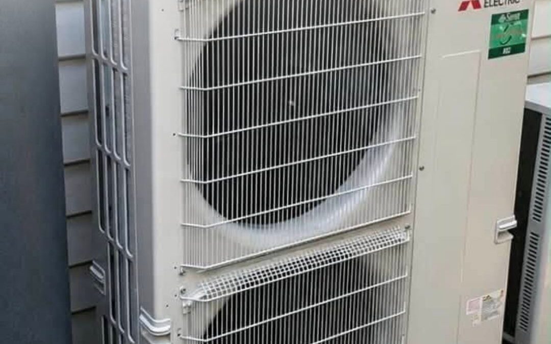 16kW Mitsubishi Electric ducted air conditioning outdoor unit installed by Coop Group in Ivanhoe with zoning and Wi-Fi control.